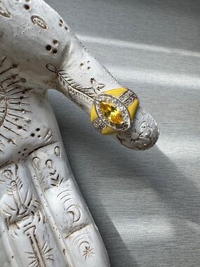 The L Word Set Sale Ring – Sterling Silver 925 Yellow Enamel Statement Ring